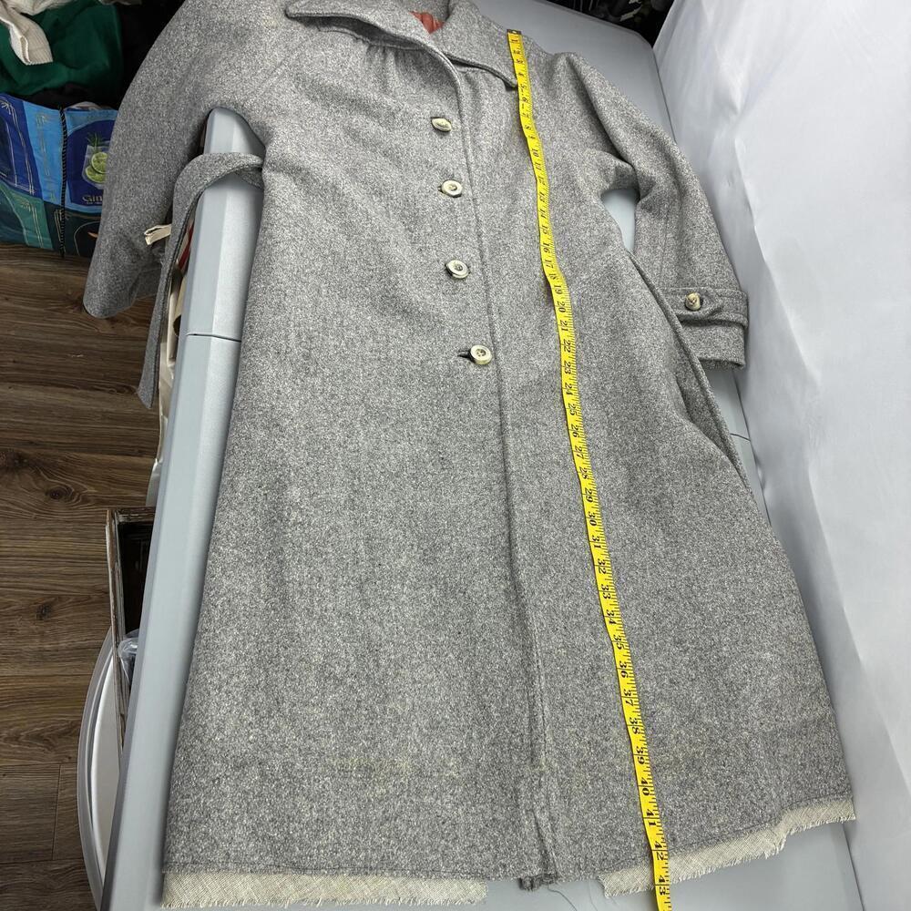 Rare Vintage Youthcraft Gray Wool Long Button Front Coat with Belt, Medium - Picture 7 of 9